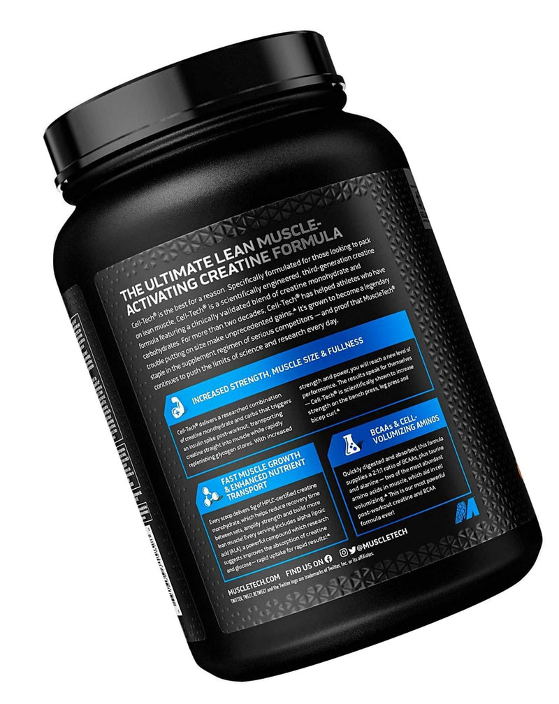Creatine Monohydrate Powder | MuscleTech Cell-Tech Creatine Powder | Post Workout Recovery Drink | Muscle Builder for Men and Women | Musclebuilding Supplements | Tropical Citrus Punch, 3 lbs (27 Serv)