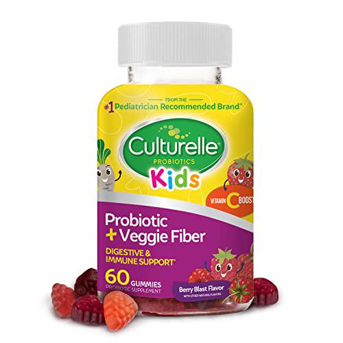 Culturelle Kids Daily Probiotic + Veggie Fiber Gummies , Prebiotic + Probiotic with Vitamin C Boost, Digestive + Immune Support*, Gluten Free, Mixed Berry Flavor, 60 Count