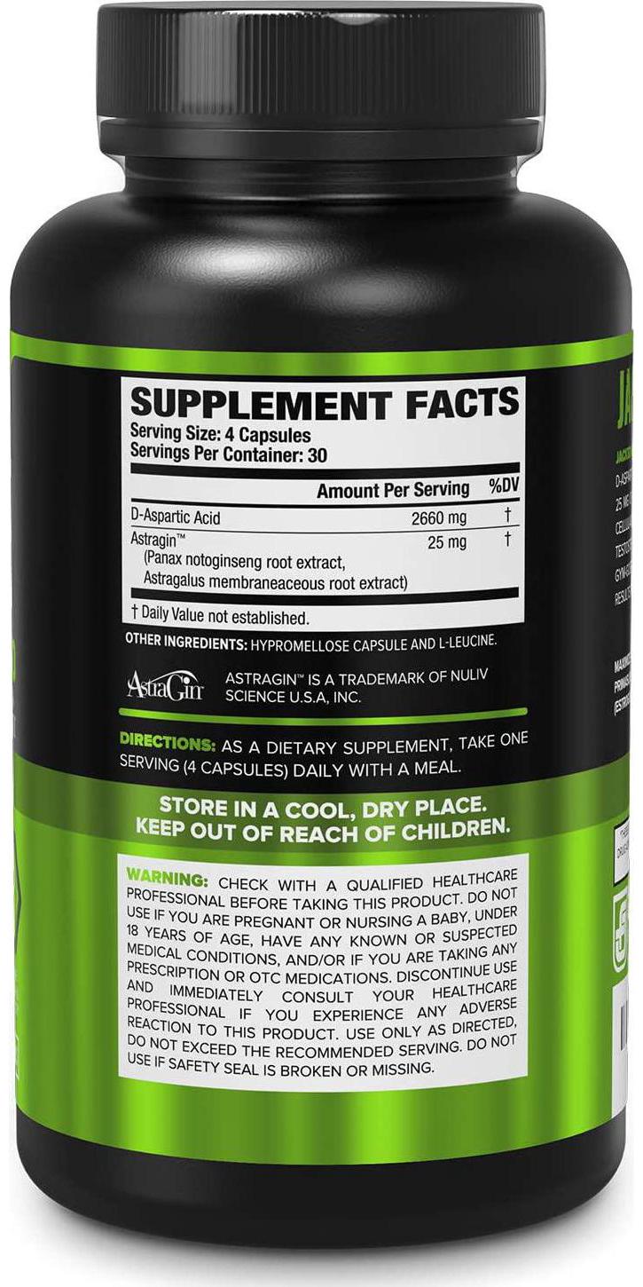 DAA D Aspartic Acid Supplement - Fortified with Astragin for Enhanced Absorption, Zero Artificial Fillers - 120 Veggie Capsule Pills