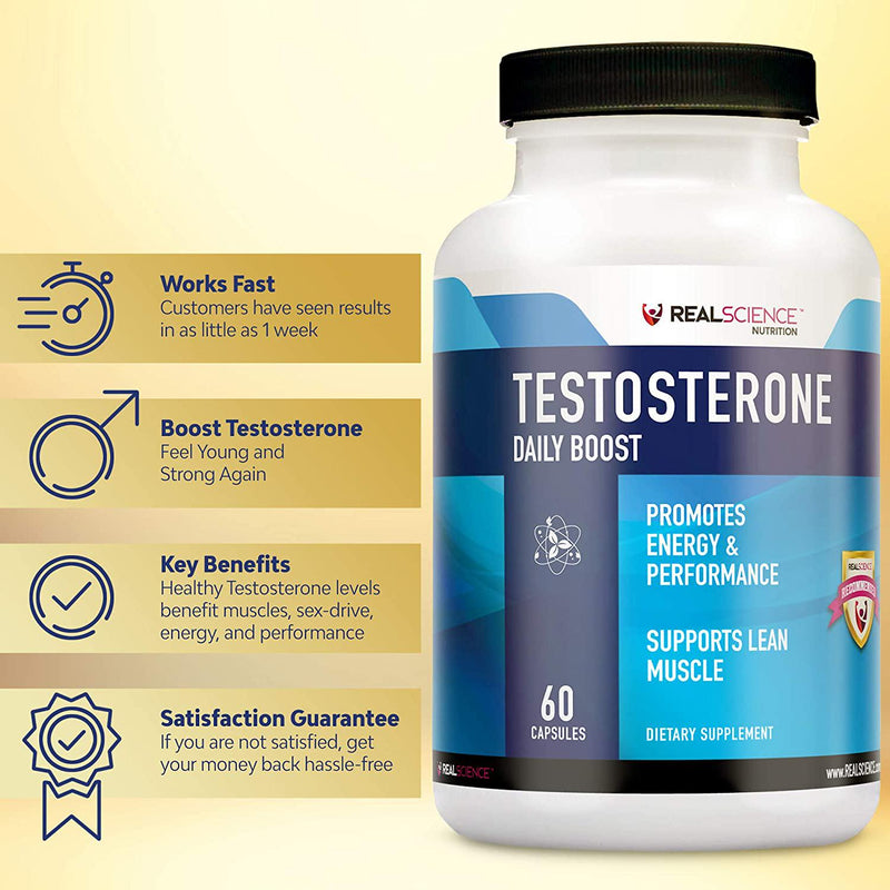 DAILY BOOST Free Testosterone Booster for Men - Strongest All Natural Supplement for Muscle Growth, Bodybuilding and Energy With 9 Powerful Ingredients - 60 Capsules