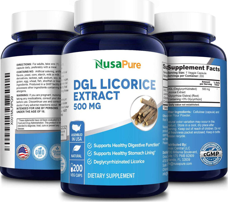 DGL Licorice Extract 3800mg 200 Capsules (Non-GMO and Gluten Free) - Supports Digestive and Respiratory Function