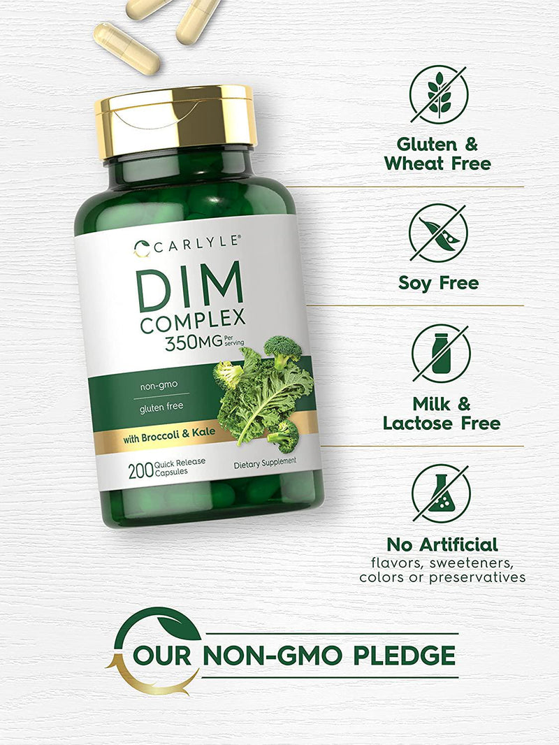 DIM Supplement | 350mg | 200 Count | Vegetarian, Non-GMO and Gluten Free Complex | by Carlyle