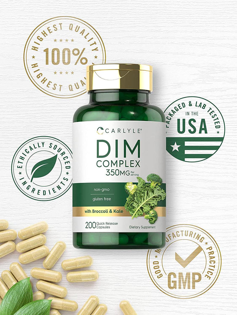DIM Supplement | 350mg | 200 Count | Vegetarian, Non-GMO and Gluten Free Complex | by Carlyle