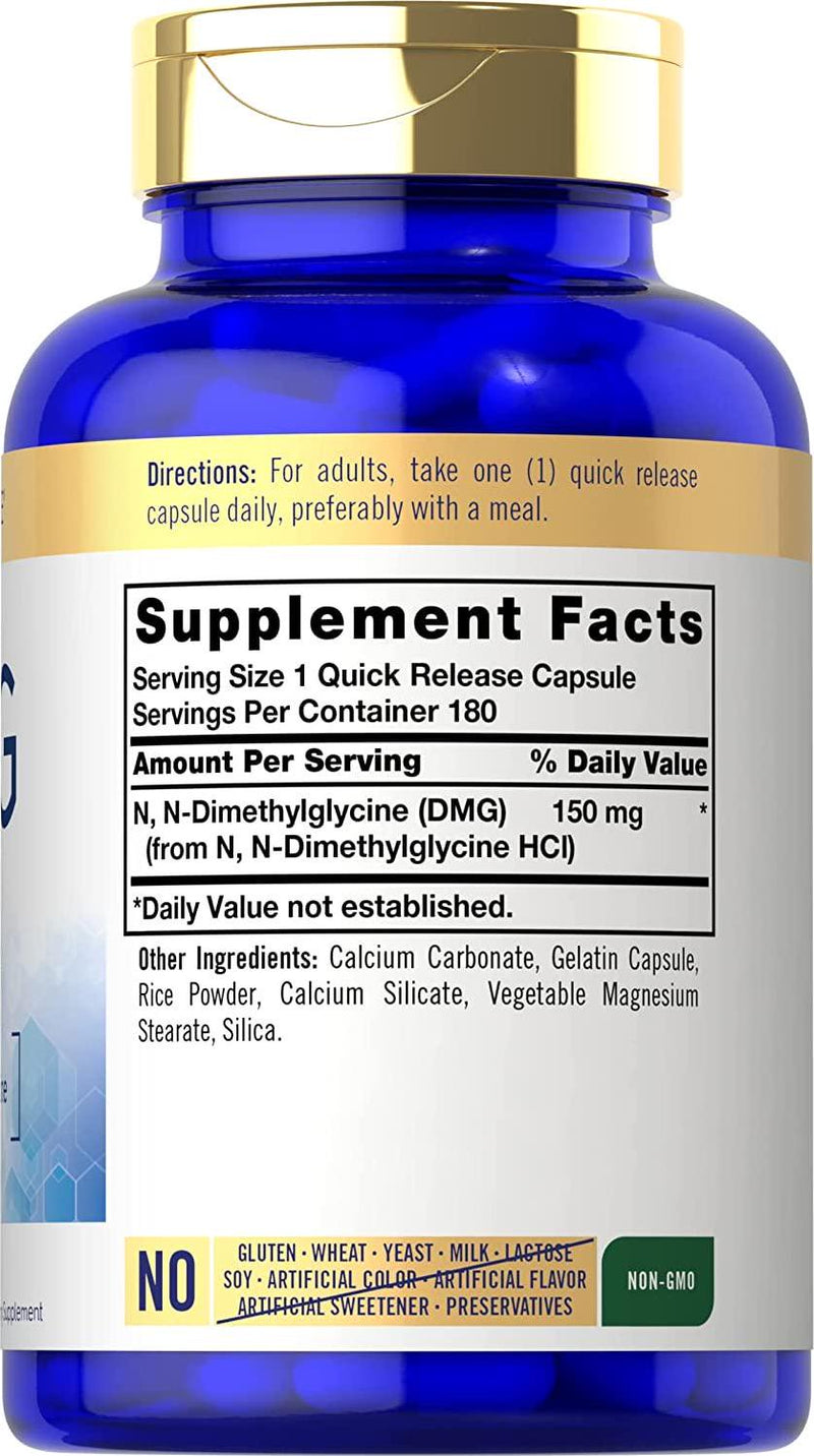 DMG Supplement | 150 mg 180 Capsules | N-Dimethylglycine | Vegetarian, Non-GMO, Gluten Free | by Carlyle