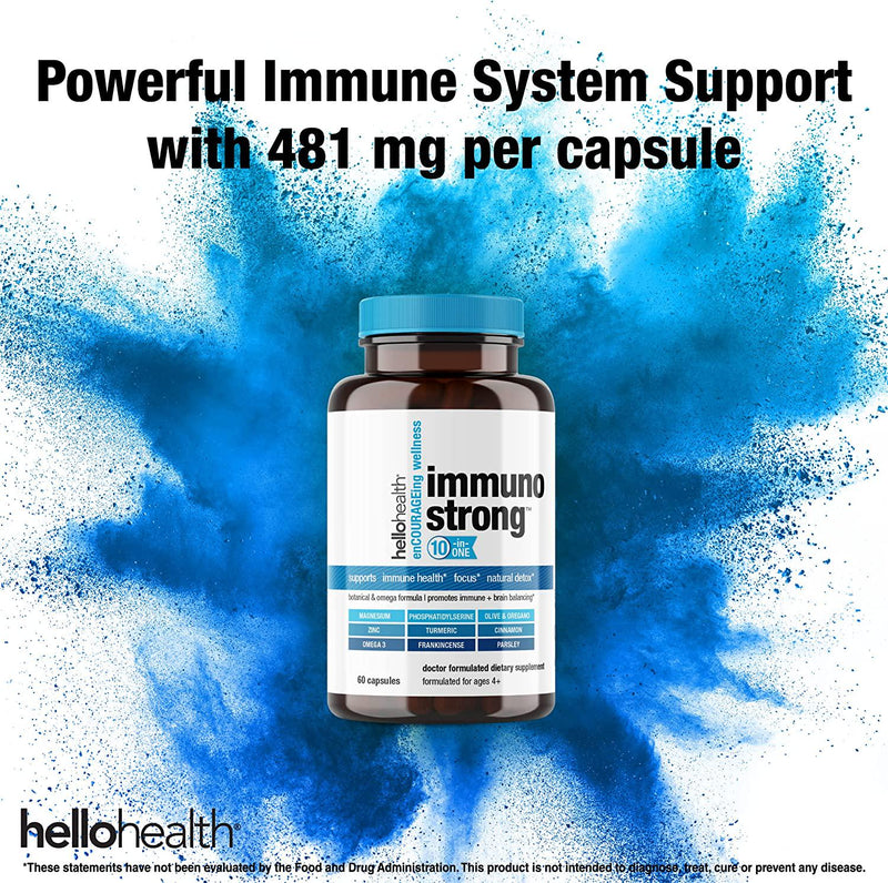 Daily Immune Support Supplement Immunostrong 10-in-1 Immune System Defense Plus Immune Booster Oregano, Olive Leaf, Anti Inflammatory Omega 3, Turmeric Curcumin and Zinc Vitamins for Adults/Kids -60 ct