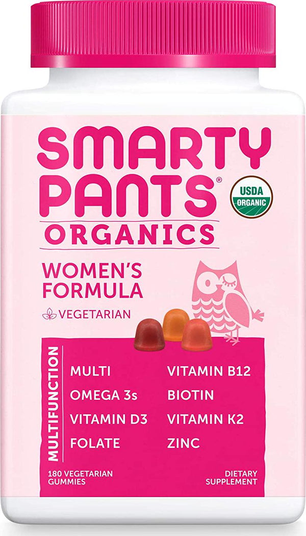 Daily Organic Gummy Women’s Multivitamin: Vitamin C, D3 and Zinc for Immunity, Biotin for Hair and Skin, Omega 3 Fish Oil, B6, Selenium, Methyl B12 by SmartyPants (180 Count, 45 Day Supply)