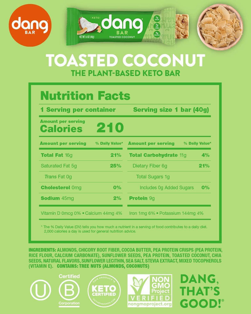 Dang Keto Bars | 24 Pack | Lemon Matcha and Toasted Coconut Bundle | No Added Sugar, Low Carb, Plant Based, Vegan