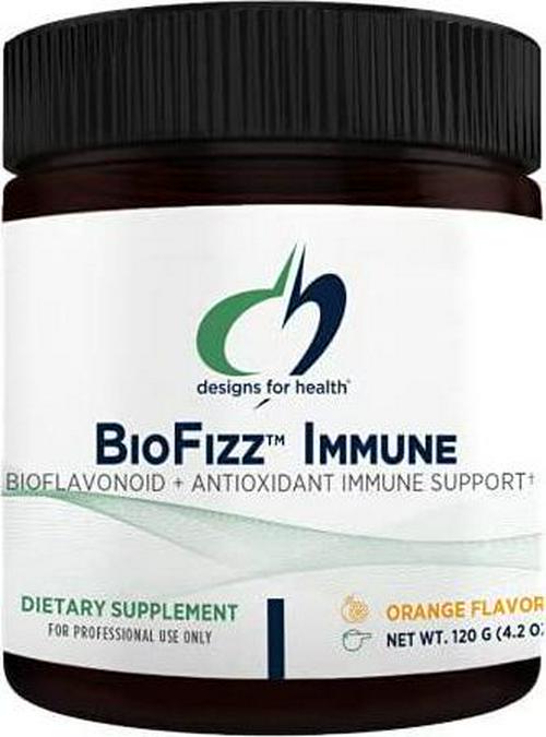 Designs for Health BioFizz Immune - Vitamin C Drink Powder with Antioxidants, Zinc, 2000 IU Vitamin D + E, Fizzy Orange Flavor (30 Servings / 120g)