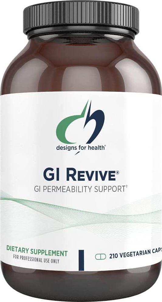 Designs for Health GI Revive - Gut Health Supplements - Intestinal Lining + Gut Health Support with Slippery Elm, Cat&#039;s Claw, Aloe, L-Glutamine, Marshmallow Root + More - Gluten-Free (210 Capsules)