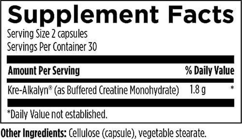 Designs for Health KreAlkalyn Pro - Buffered Creatine Monohydrate Pills - Support Performance + Recovery - Non-GMO Supplement Designed to Help Minimize Common Creatine Side Effects (60 Capsules)