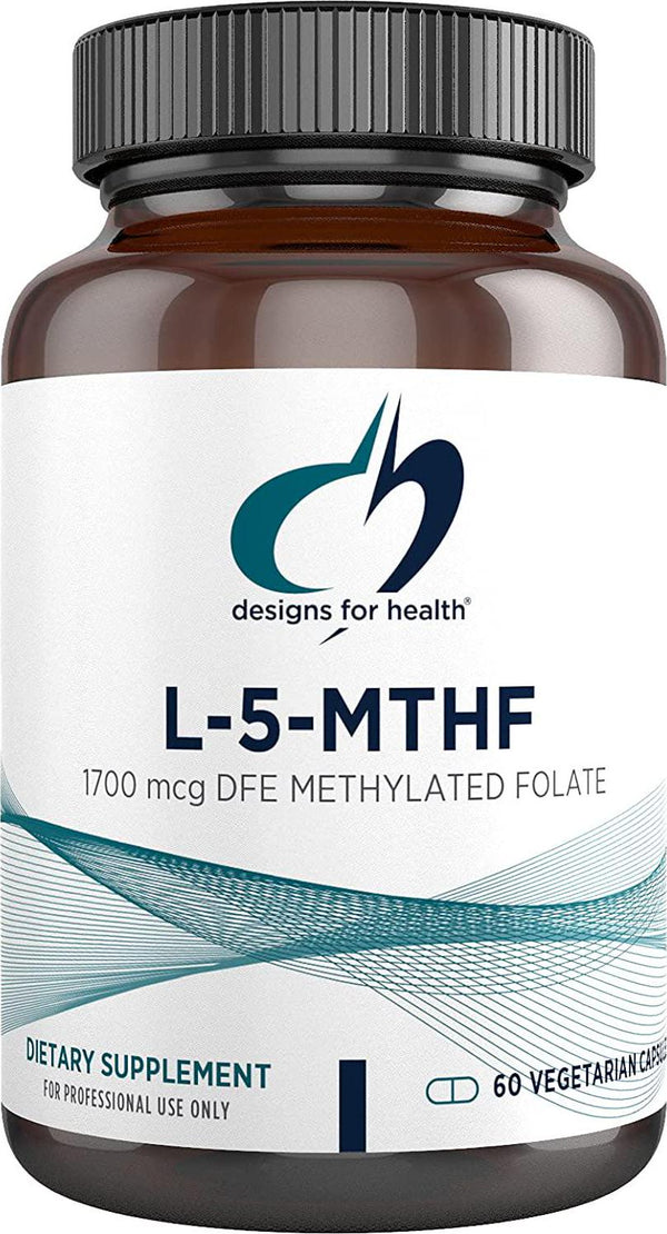 Designs for Health L-5-MTHF 1000mcg - Quatrefolic, Active B9 Methylfolate 1mg (60 Capsules)