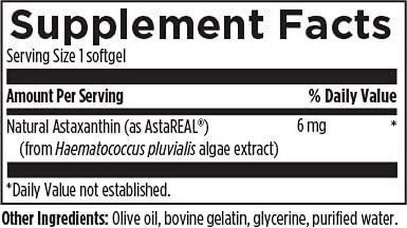Designs for Health Natural Astaxanthin Softgels - 6mg Natural Microalgae Antioxidant, Solvent-Free (60 Softgels)