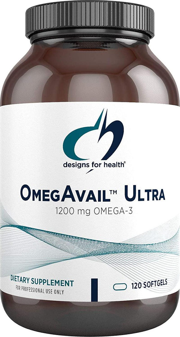 Designs for Health OmegAvail Ultra TG Fish Oil 1200mg - 1000 IU Vitamin D3, Vitamins K1 + K2 - Triglyceride Form Omega 3 Fish Oil Supplement with DHA / EPA - No Fishy Aftertaste (120 Softgels)