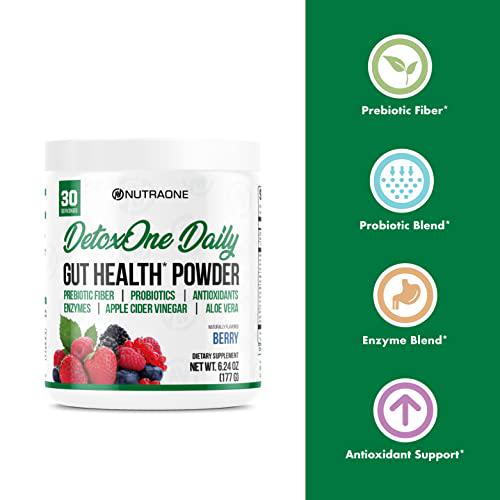 DetoxOne Daily Gut Health Powder for Weight Loss | Daily Detox Cleanse Supports Normal/Health Digestive Function*| Promotes Detoxification*, Boost Energy and Improves Nutrient Absorption*