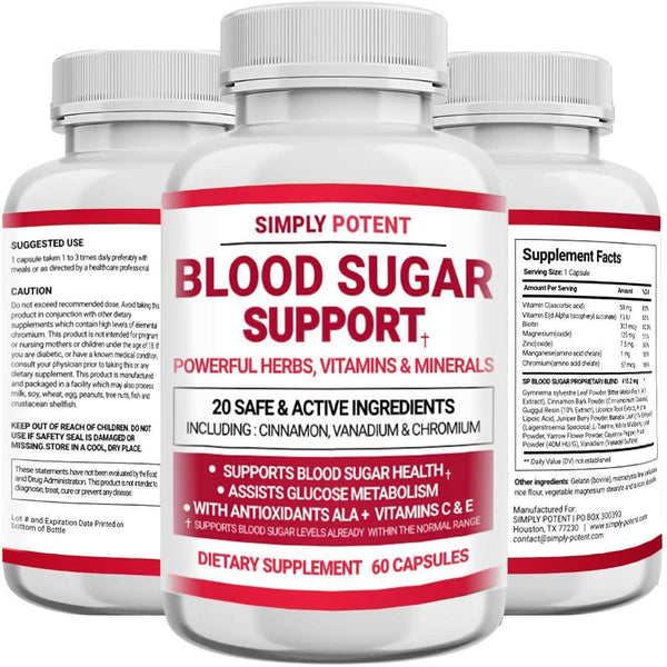Diabetic Supplement for Natural Blood Sugar Support and Glucose Level Balance, Pre-Diabetes and Diabetes Support w 20 Vitamins and Herbs for Healthy Pancreas Insulin Sensitivity Metabolism for Men and Women