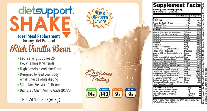 Diet Support Meal Replacement Shake - Rich Vanilla Bean
