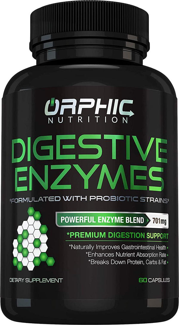 Digestive Enzyme - Helps Relieve Bloating, Indigestion and Gas - Improved Breakdown of Carbs, Protein, Fat - Increases Nutrient Absorption Rate - Probiotic Digestion Support Supplement - 60 Capsules