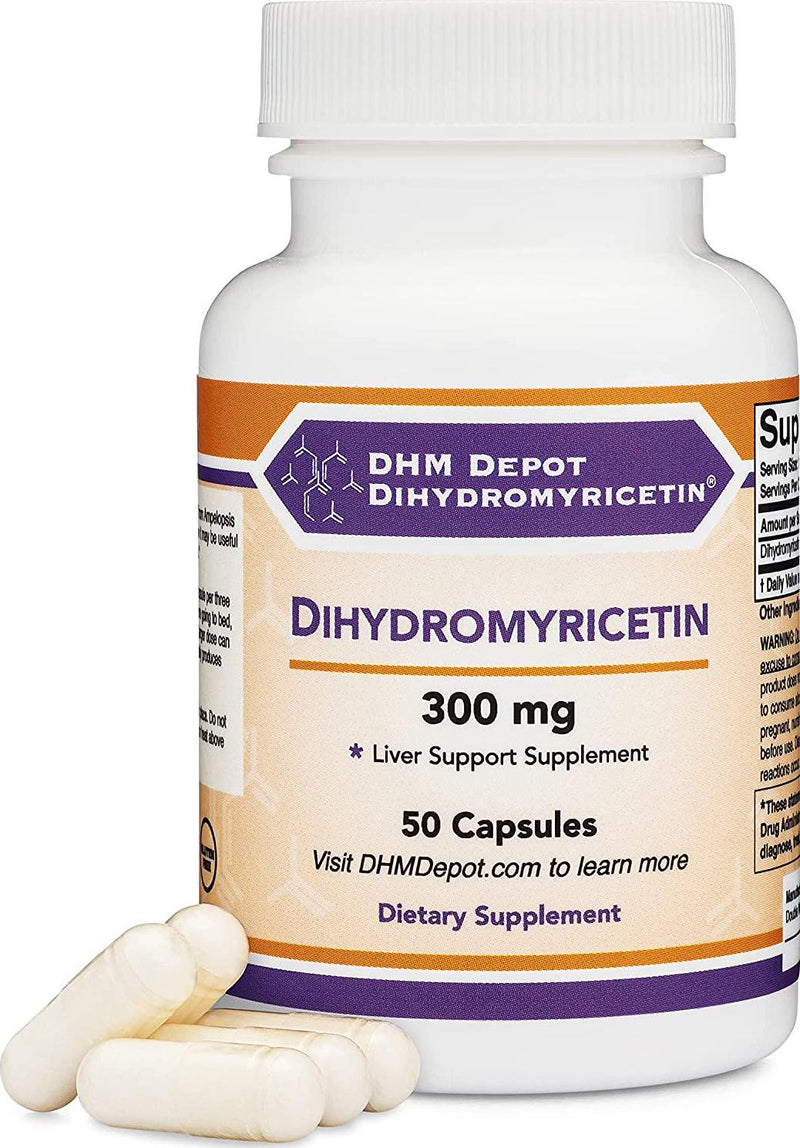 Dihydromyricetin (DHM) 50 Capsules, 300mg - Hangover Prevention Pills, Cure Hangovers Before They Start (Third Party Tested) Made in The USA by Double Wood Supplements (DHM Depot)