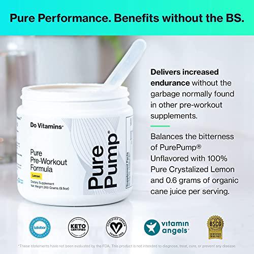 Do Vitamins Natural Pre-Workout Post-Workout Stack, PurePump Lemon Pre-Workout Supplement, PostPump BCAA Post-Workout Recovery Powder, Complete Workout Supplement for Men and Women