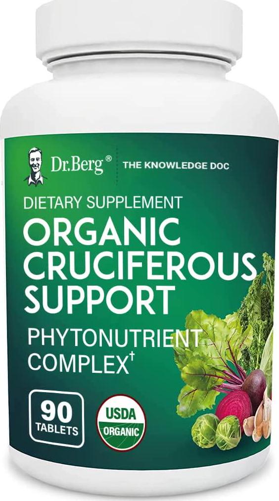 Dr. Berg&#039;s Organic Cruciferous Support - New Version of Whole Food Vegetable Supplement with 11 Phytonutrient Complex Superfoods - Helps Boost Energy, Immune System and Liver Detox - 90 Tablets