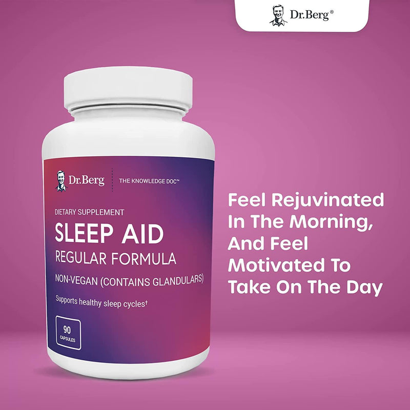 Dr. Berg Sleep Aid Regular Formula – All Natural Support for Healthy Deep Sleeping Cycles - Fatigue and Stress Relief Help Calms Body and Mind – Best Non Habit Forming Supplements (1 Pack)