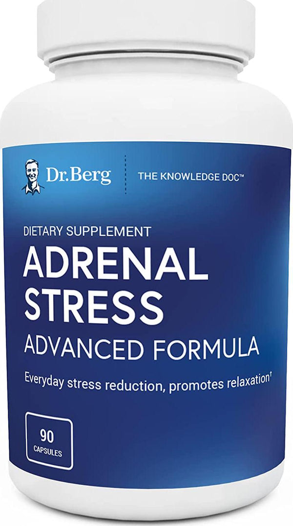 Dr. Berg’s Adrenal Stress Advanced Formula - Reduce Stress and Anxiety Relief Supplement - Mood Support, More Focus, Feel Relaxed - Cortisol Manager w/ Ashwagandha Extract - 90 Capsules