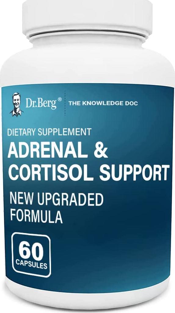 Dr. Berg s Adrenal and Cortisol Support New Formula - Natural Stress Support for a Better Mood, Focus and Relaxation Supplement with Ashwagandha and Other Herbs and Minerals for Normal Hormones - 60 Capsules