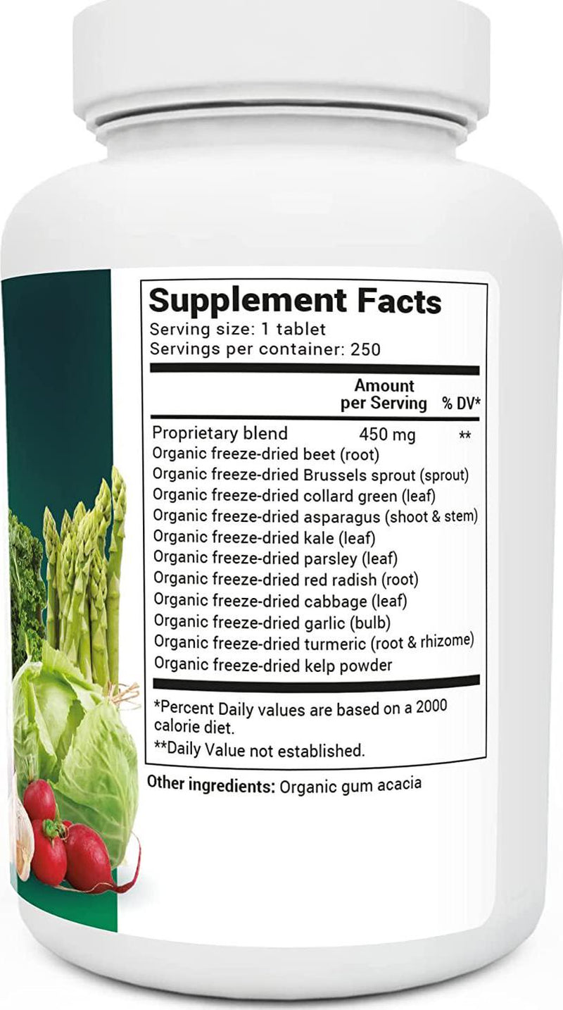 Dr. Berg's Cruciferous Superfood - Whole Food Vegetable Supplement w/ Organic Freeze-Dried Phytonutrient and Antioxidants Blend - Boost Energy, Support Immune System and Liver Detox - 250 Veggie Capsules