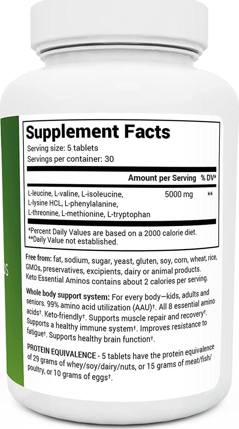 Dr. Berg's Keto Essential Aminos - Contains 8 Essentials Amino Acids -Keto Friendly and Rich in Protein Vegan Tablets - Workout and Muscle Recovery Energy Supplements - Support Healthy Hormones -150 Tabs