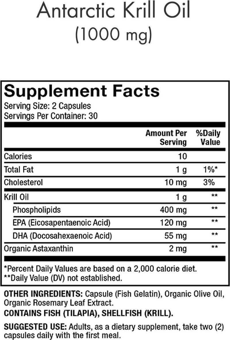Dr. Mercola Antarctic Krill Oil, 30 Servings, MSC Certified, Non GMO, Soy-Free, Gluten Free, 60 Count (Pack of 1)