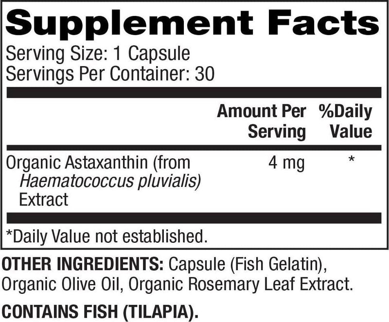 Dr Mercola Astaxanthin 4mg, 30 Servings (30 Capsules), Non GMO, Soy Free, Gluten Free
