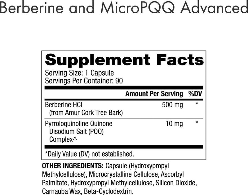 Dr. Mercola, Berberine and MircoPQQ Advanced, 90 Servings (90 Capsules), Non GMO, Soy-Free, Gluten-Free