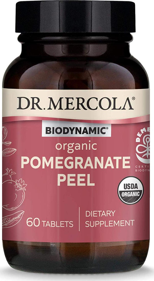 Dr. Mercola Biodynamic Organic Pomegranate Peel, 30 Servings (60 Tablets), Supports Cardiovascular and Mitochondrial Health*, Non GMO, Soy Free, Gluten Free, USDA Organic, Demeter Certified