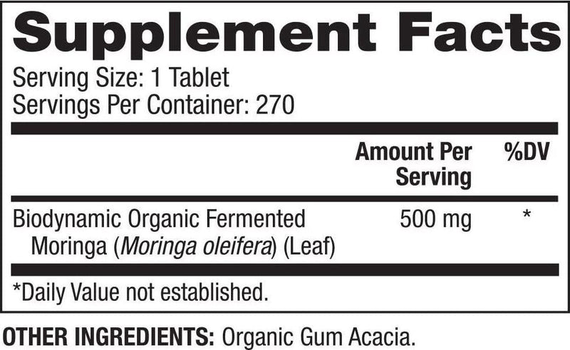 Dr. Mercola - Biodynamic Organic Fermented Moringa Dietary Supplement, 270 Servings (270 Tablets)