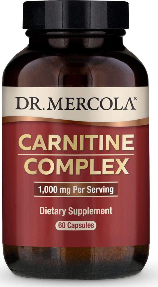 Dr. Mercola Carnitine Complex Dietary Supplement, 60 Capsules (30 Servings), 1.000 mg Per Serving, Supports Mitochondrial Health and Vitality, Non GMO, Gluten Free, Soy Free