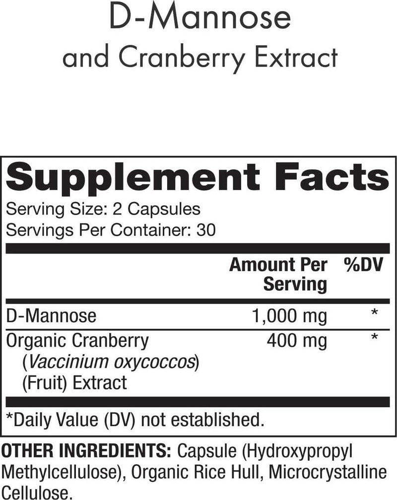 Dr Mercola D-Mannose and Cranberry Extract 60 Capsules