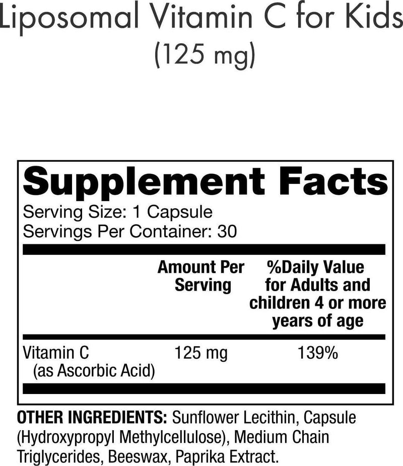 Dr Mercola Liposomal Vitamin C for Kids, 30 Capsules