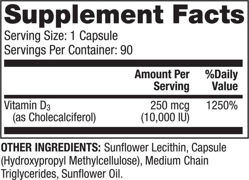 Dr. Mercola Liposomal Vitamin D3 10000 IU Day Dietary Supplement, 90 Servings (90 Capsules), Non GMO, Soy Free, Gluten Free
