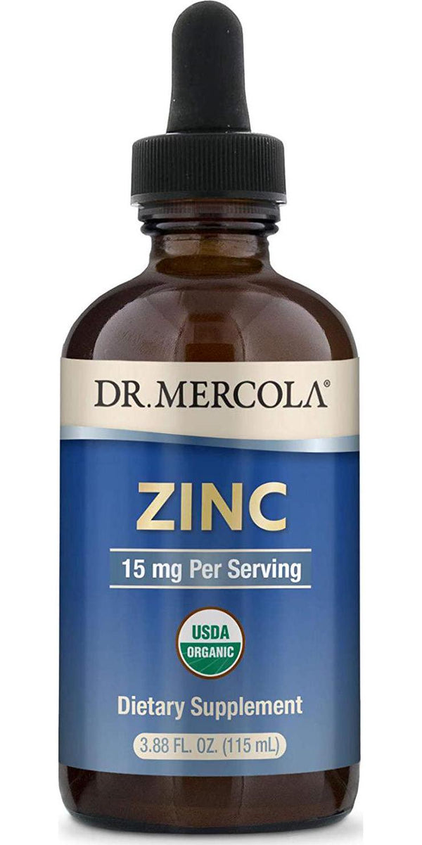 Dr. Mercola Liquid Zinc Dietary Supplement, 15 mg per Serving - About 28 Servings per Container (3.88 fl oz), Supports Organ and Immune Health*, Non GMO, Gluten Free, Soy Free, USDA Organic