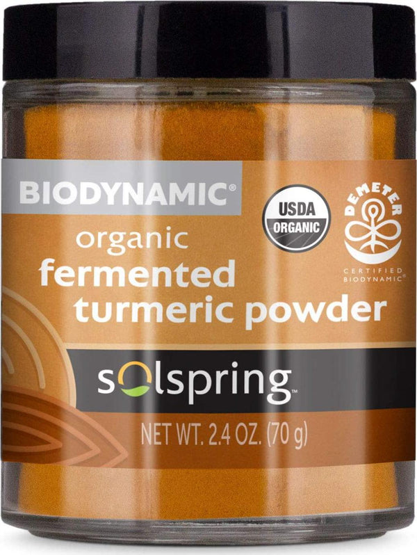 Dr. Mercola Solspring Biodynamic Organic Fermented Turmeric Powder, 2.40 Oz. (50 Servings per Container), Non GMO, Gluten Free, USDA Organic, Demeter Certifie