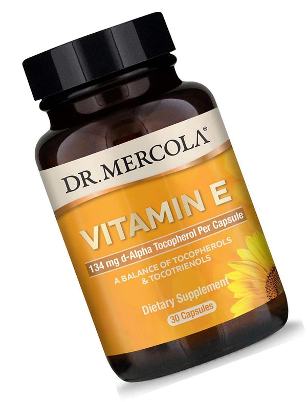 Dr. Mercola Vitamin E (134 mg) Dietary Supplement, 30 Capsules (30 Servings), Balance of Tocopherols and Tocotrienols, Non GMO, Gluten Free, Soy Free
