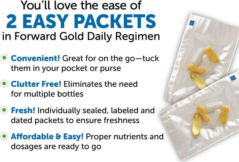 Dr. Whitaker's Forward Gold Daily Regimen Multi-Nutrient Vitamin Supplement for Adults 65+, 60 Packets (30-Day Supply)