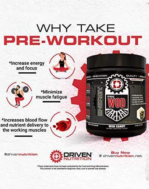 Driven PREWOD Energy Drink Powder, 50 Servings - Pre-Workout Supplement with Caffeine and Beta-Alanine - Energy, Focus, Strength, and Endurance for High-Intensity Training and Weight Lifting - Cherry Lime