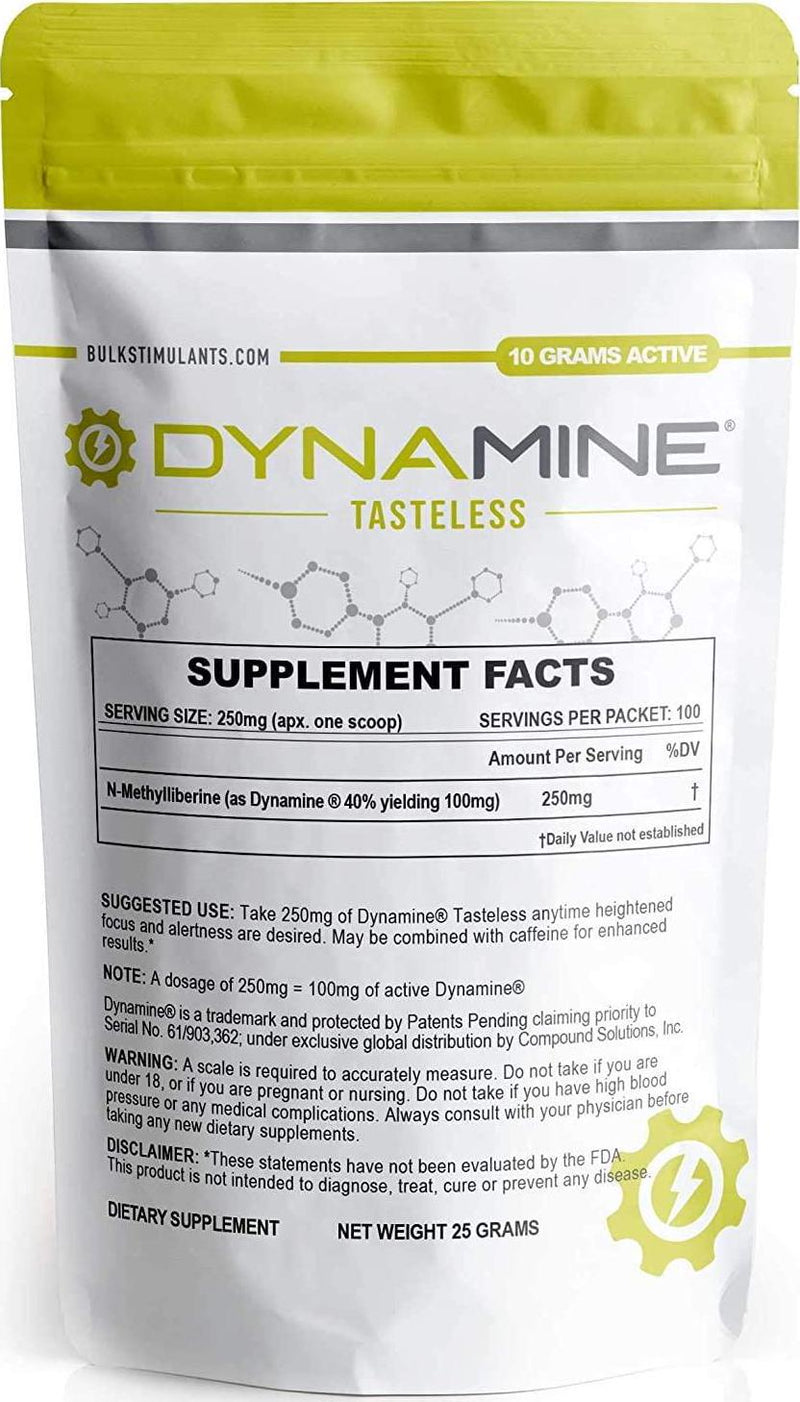 Dynamine Tasteless - N-MethylliberineÂ Powder - Fast Acting - Natural Energy Focus and Endurance - Similar to Theacrine TeaCrine with Faster Response (10 Grams Active - 100 Servings)