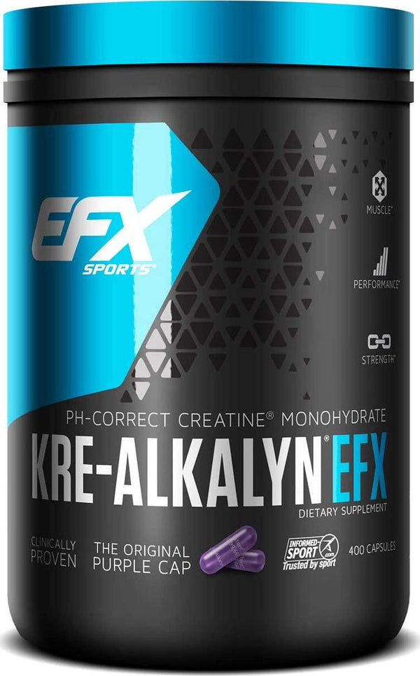EFX Kre-Alkalyn | PH Correct Creatine Monohydrate | Patented Formula, Gain Strength, Build Muscle and Enhance Performance - 400 Capsules / 200 Servings