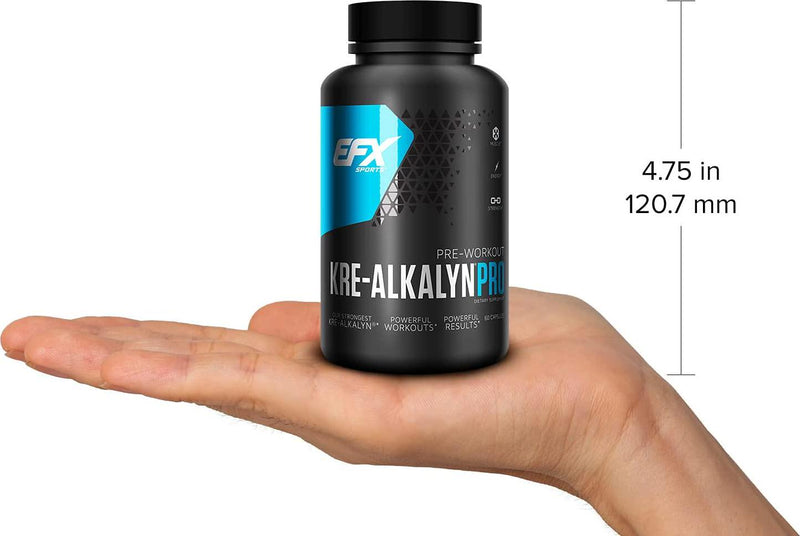 EFX Sports Kre-Alkalyn PRO PH Correct Creatine Monohydrate Pre Workout Supplement Multi-Patented Muscle Building Capsules for Endurance, Energy, and Strength for Men and Women
