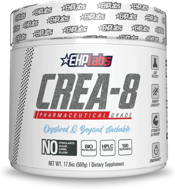 EHPLabs CREA-8 Creatine Monohydrate (500g) Builds Lean Muscle Mass, Improves Strength and Power, Speeds Up Recovery Times - 100 Servings