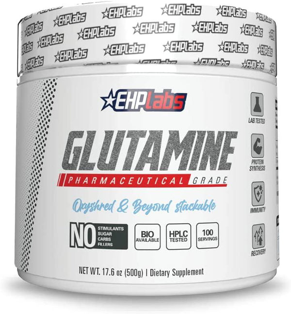 EHP Labs Glutamine Recovery Amino Acids (500g) Improves Protein Metabolism, Improves Focus and Concentration - 100 Servings