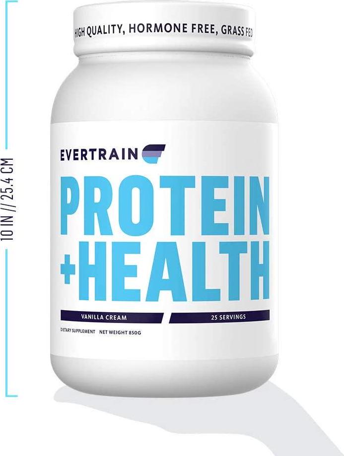EVERTRAIN PROTEIN + HEALTH Whey Protein Powder - Recovery and Immune Boosting Supplement With Digestive Enzymes - 25 Servings - Vanilla Cream