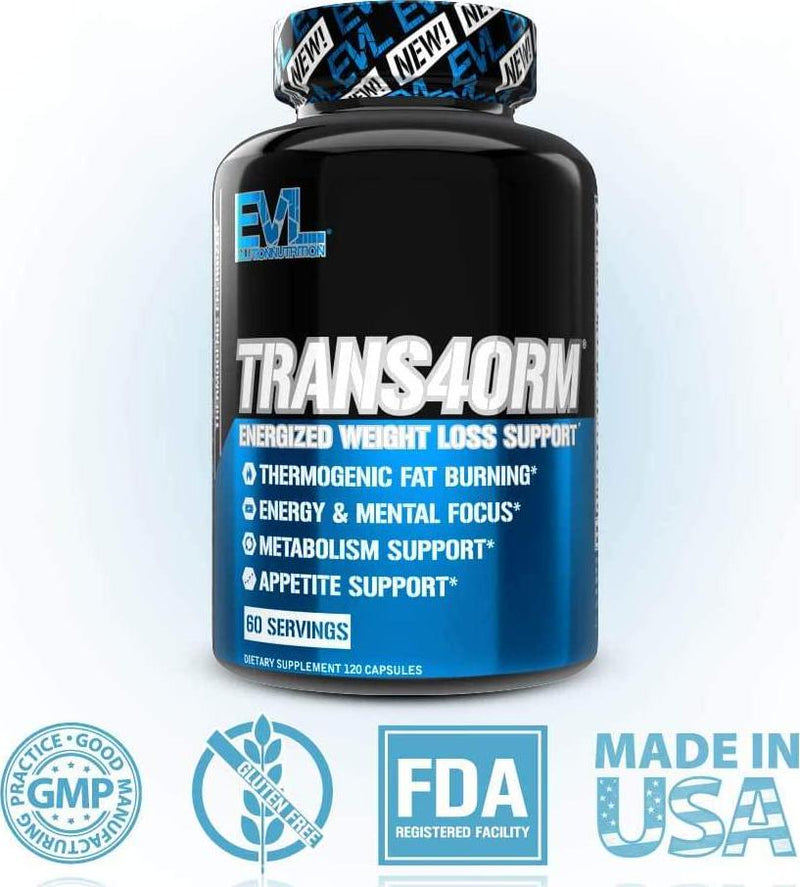 EVL Thermogenic Fat Burner Pills - Fast Acting Appetite Suppressant for Weight Loss and Energy - Trans4orm Green Tea Fat Burner Pills and Metabolism Booster for Weight Loss Supplement (60 Servings)